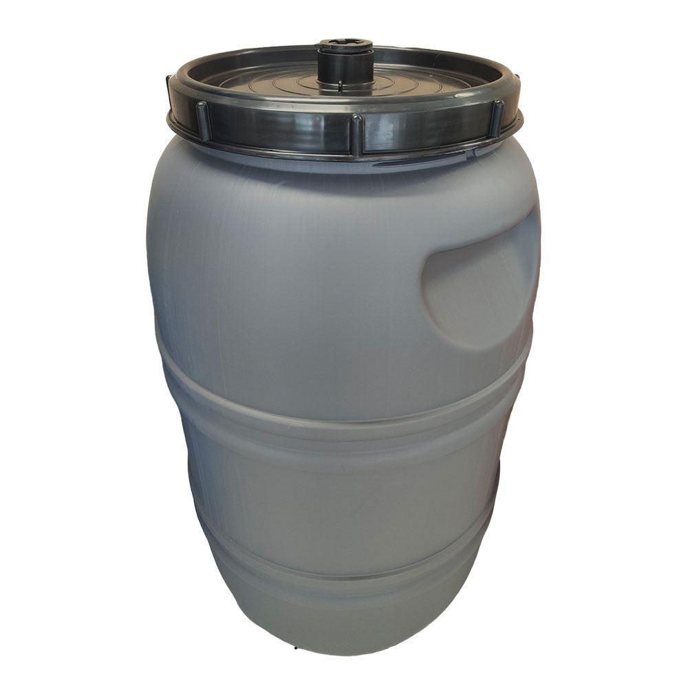 Fût en plastique gris pour saumure LT.220 avec couvercle et grille