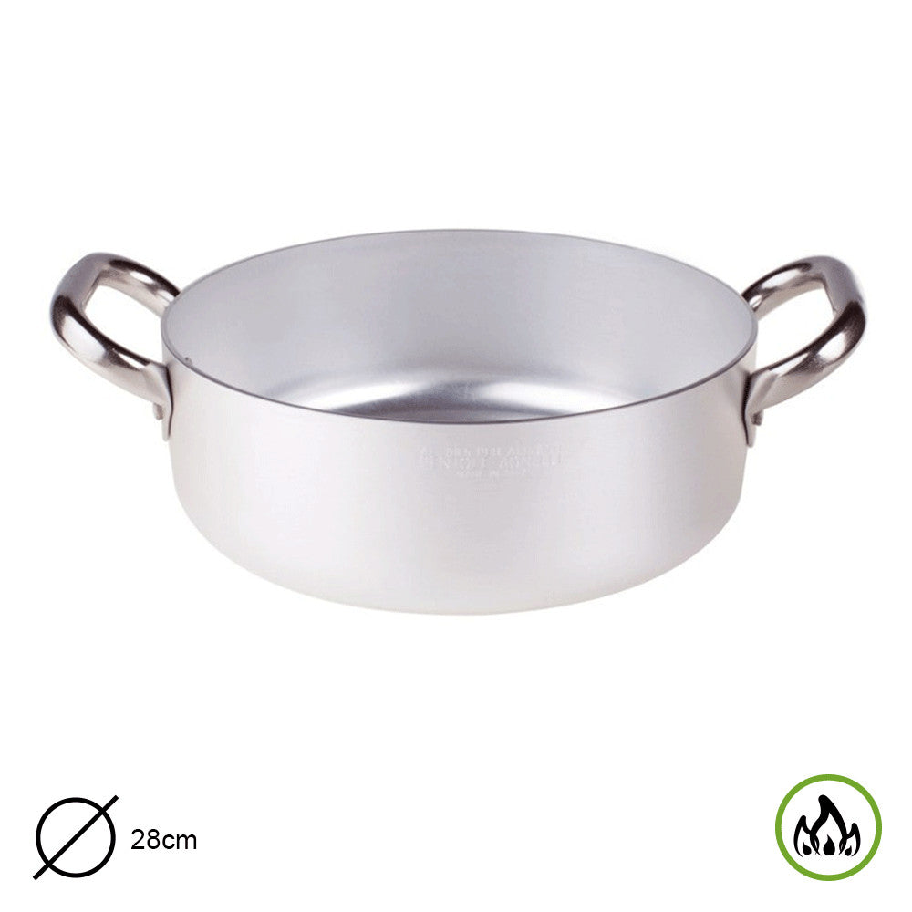 CASSERUOLA BASSA 2 MANICI CM 28 SPESSORE 3 MM