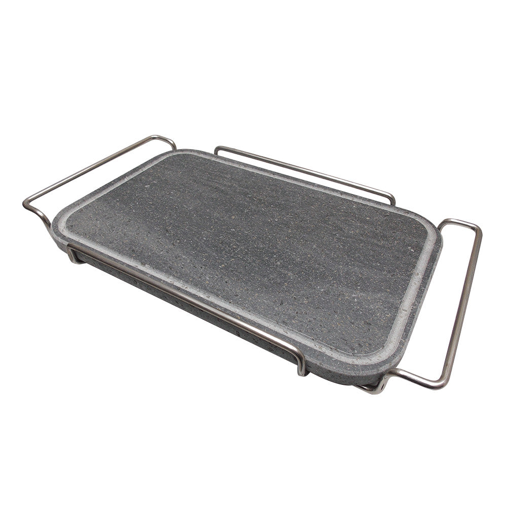 PIETRA RETTANGOLARE SPIGOLI ARROTON. CM 25X35 C/SUPPORTO INOX