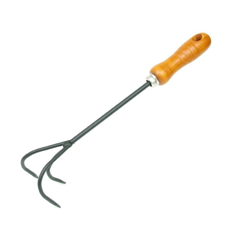 COLTIVATORE SARCHIATORE 3 DENTI MANICO IN LEGNO CM 38.5 X 7