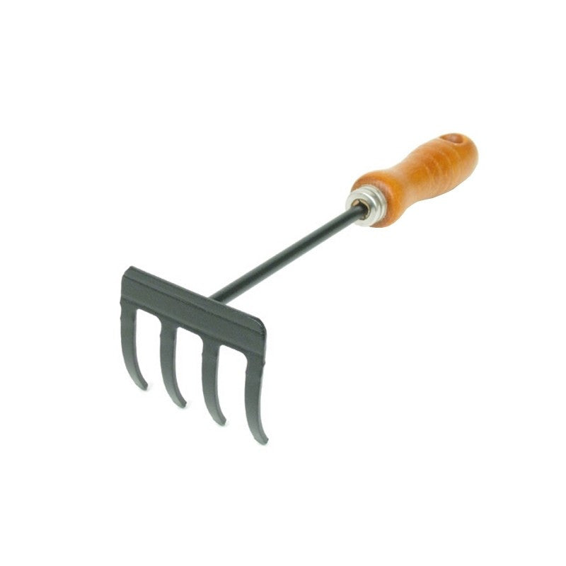 RASTRELLINO 4 DENTI  MANICO IN LEGNO CM 30 X 8.5