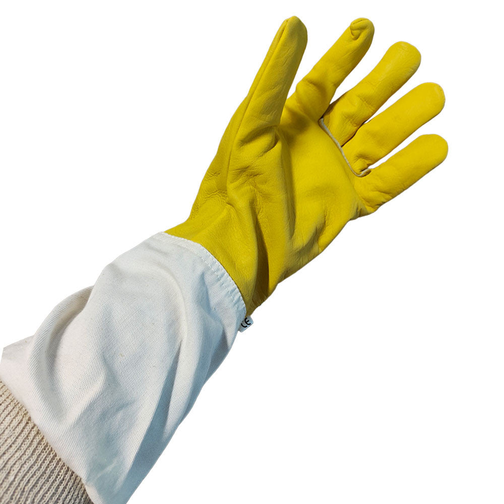 GANTS EN CUIR AVEC MANCHETTE EN TOILE TG 10