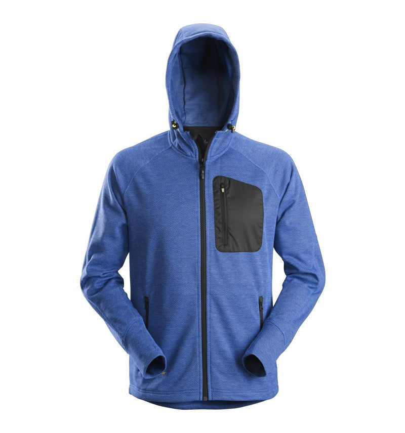 FLEECE MIT KAPUZE "FLEXIWORK" BLAU/SCHWARZ