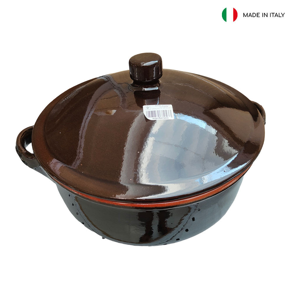 TEGAME 2 MANICI CM 36 MARRONE CON COPERCHIO