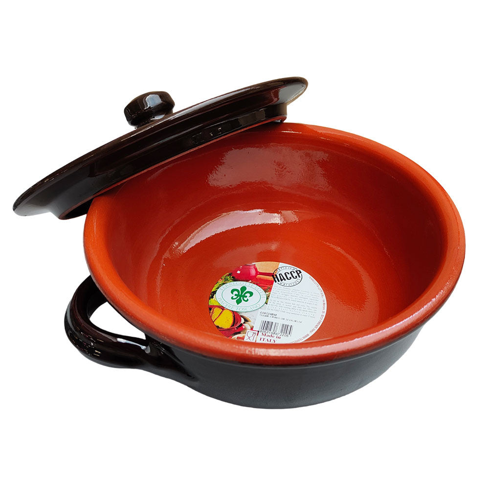TEGAME 2 MANICI CM 24 MARRONE CON COPERCHIO