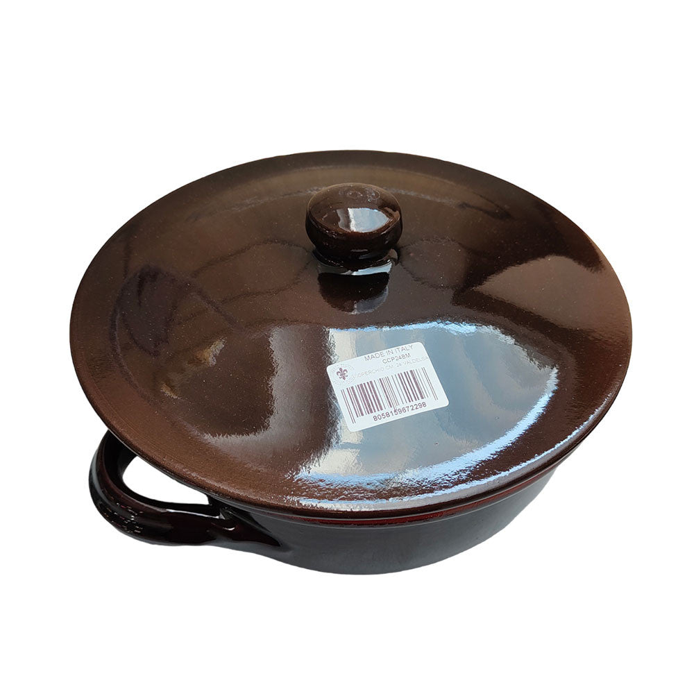 TEGAME 2 MANICI CM 20 MARRONE CON COPERCHIO