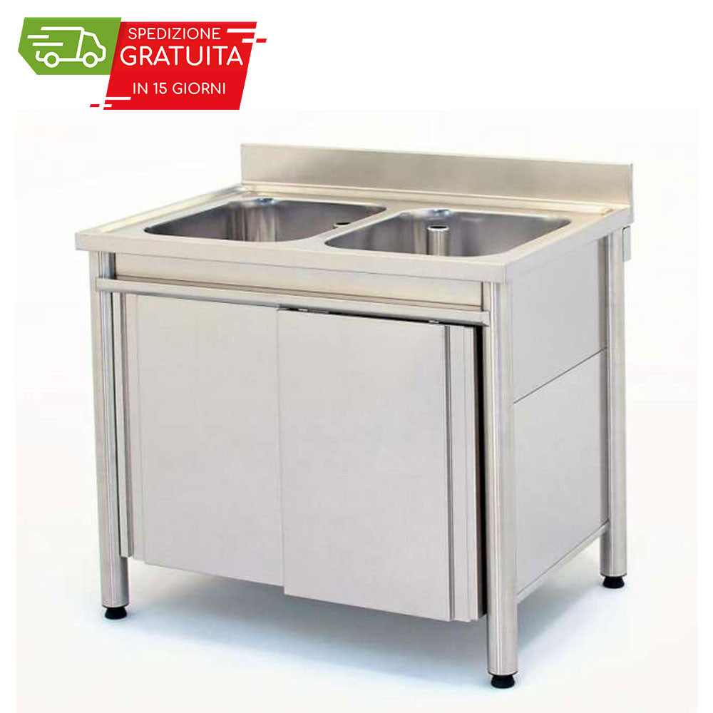 SPÜLMASCHINE 2 BECKEN MIT SCHIEBETÜREN 1000x700x900h