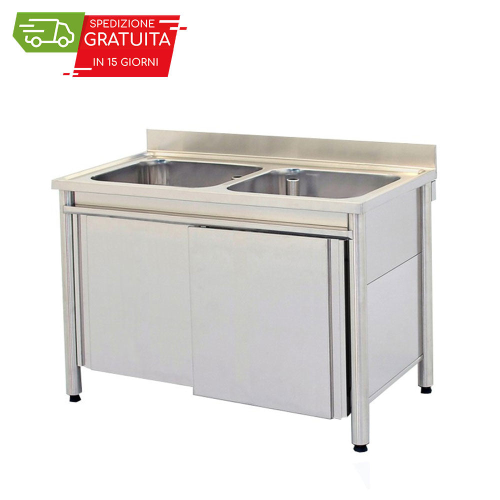 LAVELLO 2 VASCHE ANTE SCORREVOLI 1400x700x900h