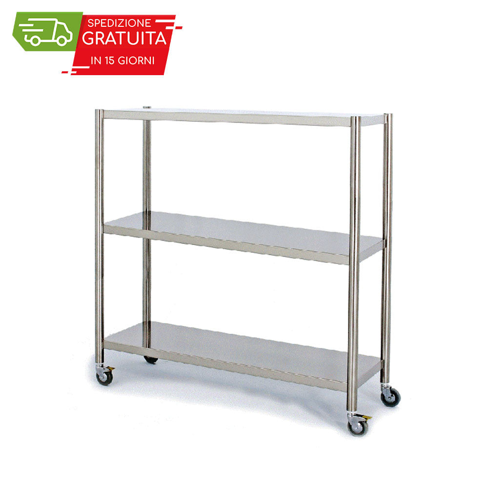 SCAFFALI 3 PIANI CON RUOTE 1000x498x1568h