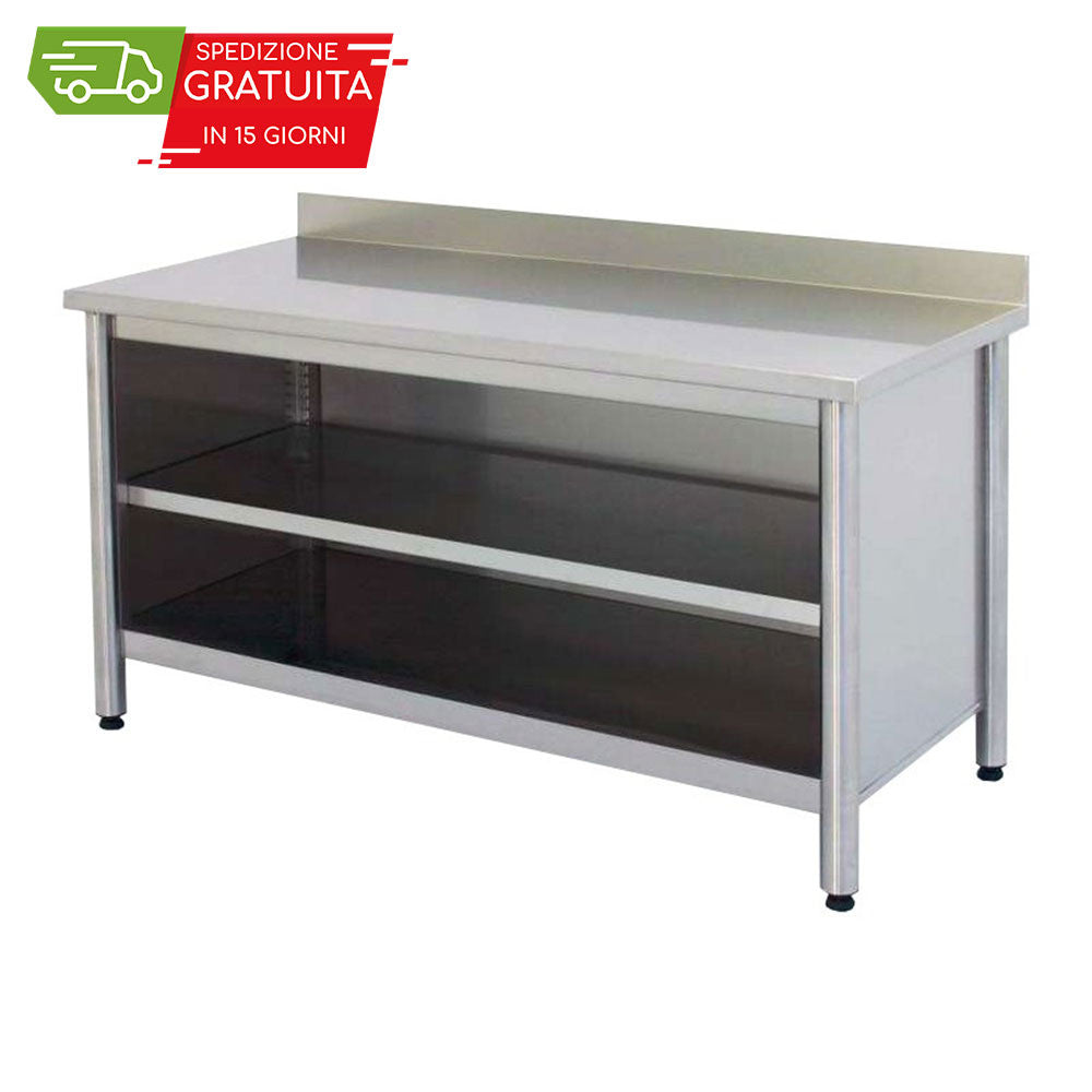 TAV.ARMAD. APERTI GIORNO SU 1 FRONTE PIANO INOX C/ALZATINA 2200x700x900h