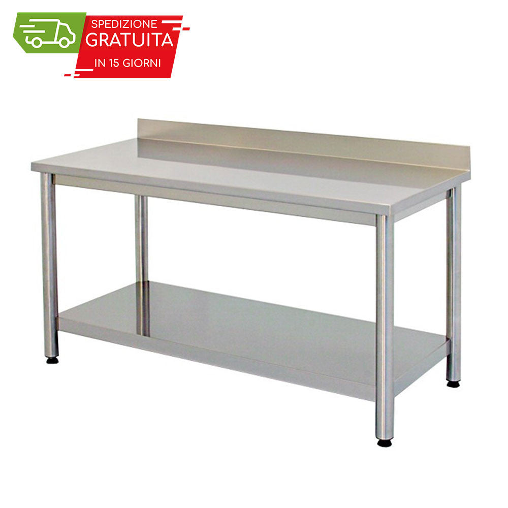 TABLES WITH SMOOTH UNDERTOP STAINLESS STEEL TOP WITH RAISED EDGE 1800x700x900h