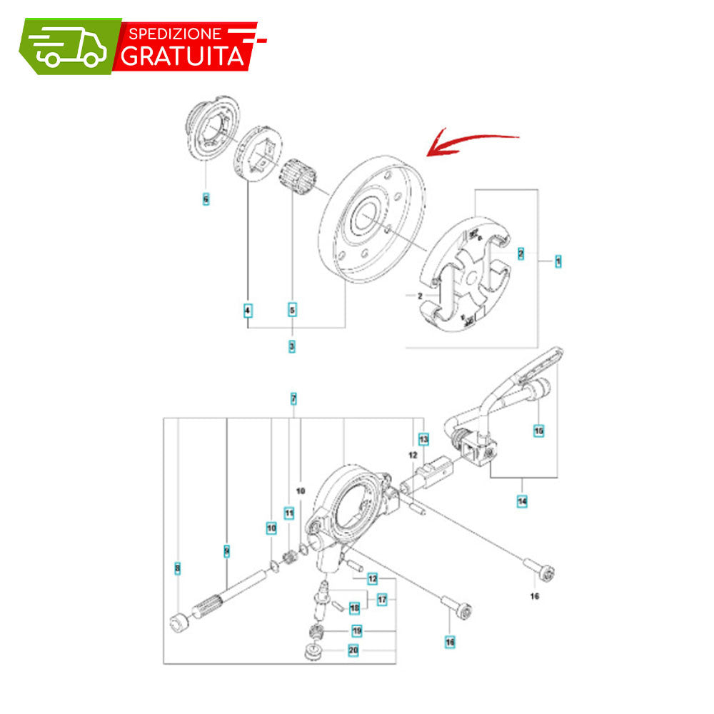 CLUTCH BELL AND ROLLER CAGE HUSQVARNA 550 XP II