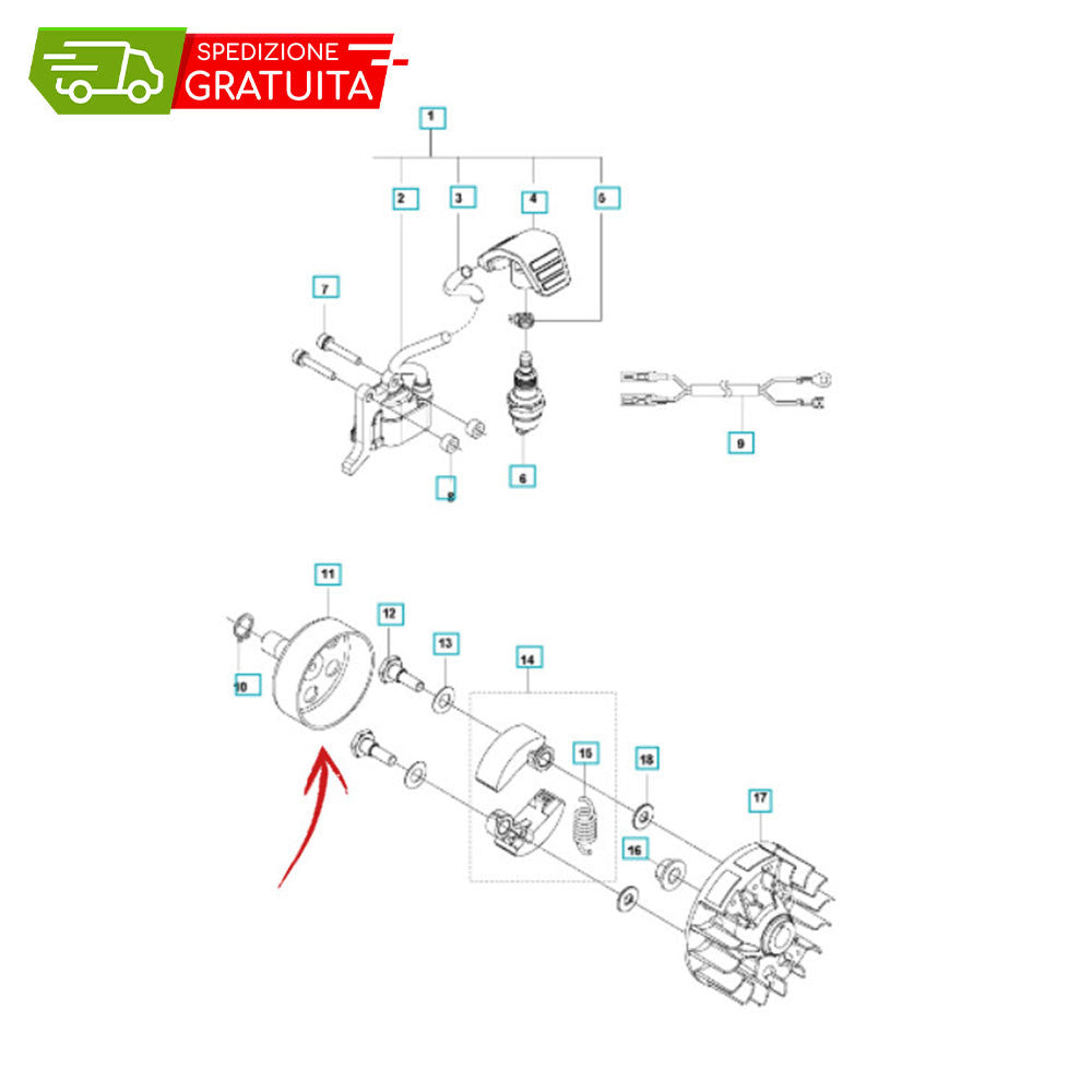 CLUTCH BELL AND ROLLER CAGE HUSQVARNA 525LK- 525RJX