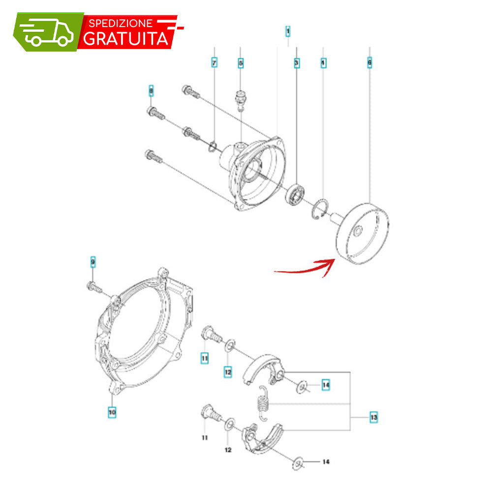 CAMPANA FRIZIONE E GABBIA RULLI HUSQVARNA 553RBX