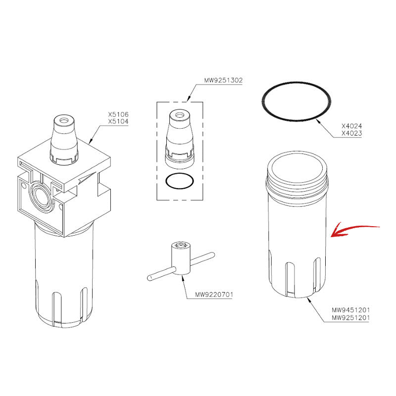 BICCHIERE RICAMBIO LUBRIFICATORE 1/4 (MW9251201)