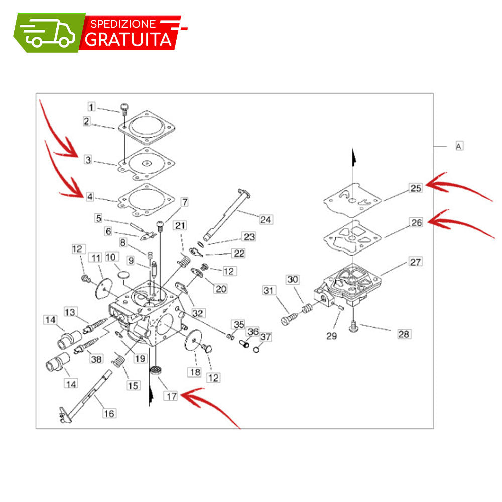 CARBURETOR MEMBRANE ECHO SRM-301TESL - MB-5810
