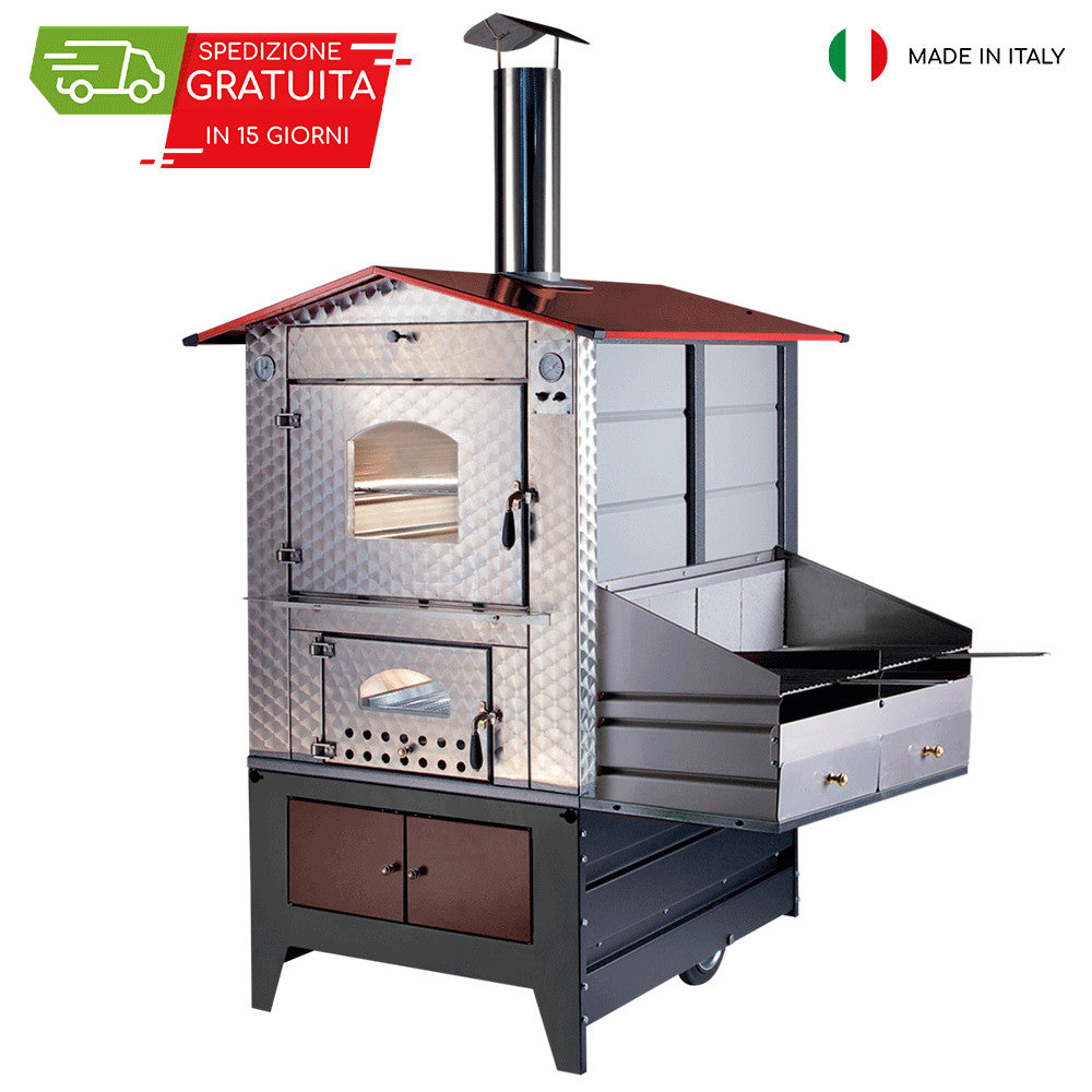 FORNO GEMIGNANI A LEGNA "G100" C/BARBECUE C/CARRELLO