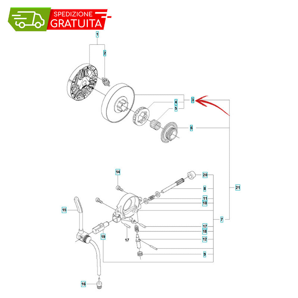 CAMPANA FRIZIONE E GABBIA RULLI HUSQVARNA 562 XP