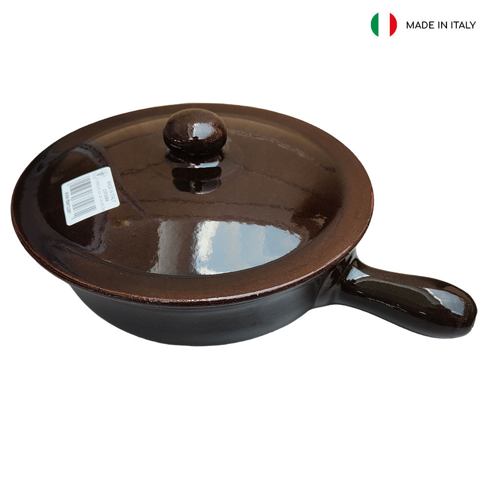 CASSERUOLA 1 MANICO CM 20 MARRONE CON COPERCHIO