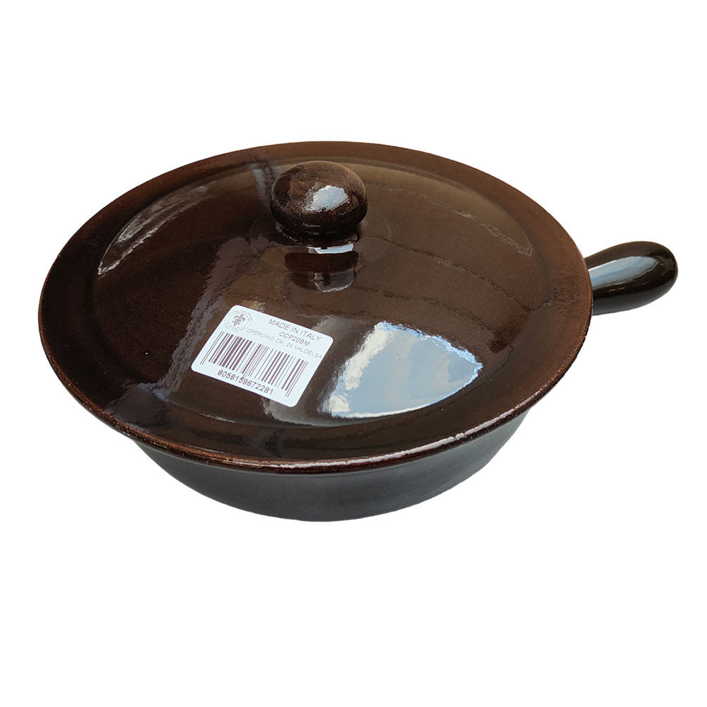 CASSERUOLA 1 MANICO CM 20 MARRONE CON COPERCHIO