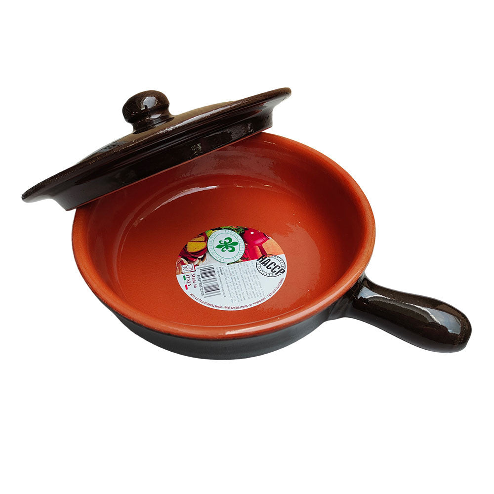 CASSERUOLA 1 MANICO CM 20 MARRONE CON COPERCHIO