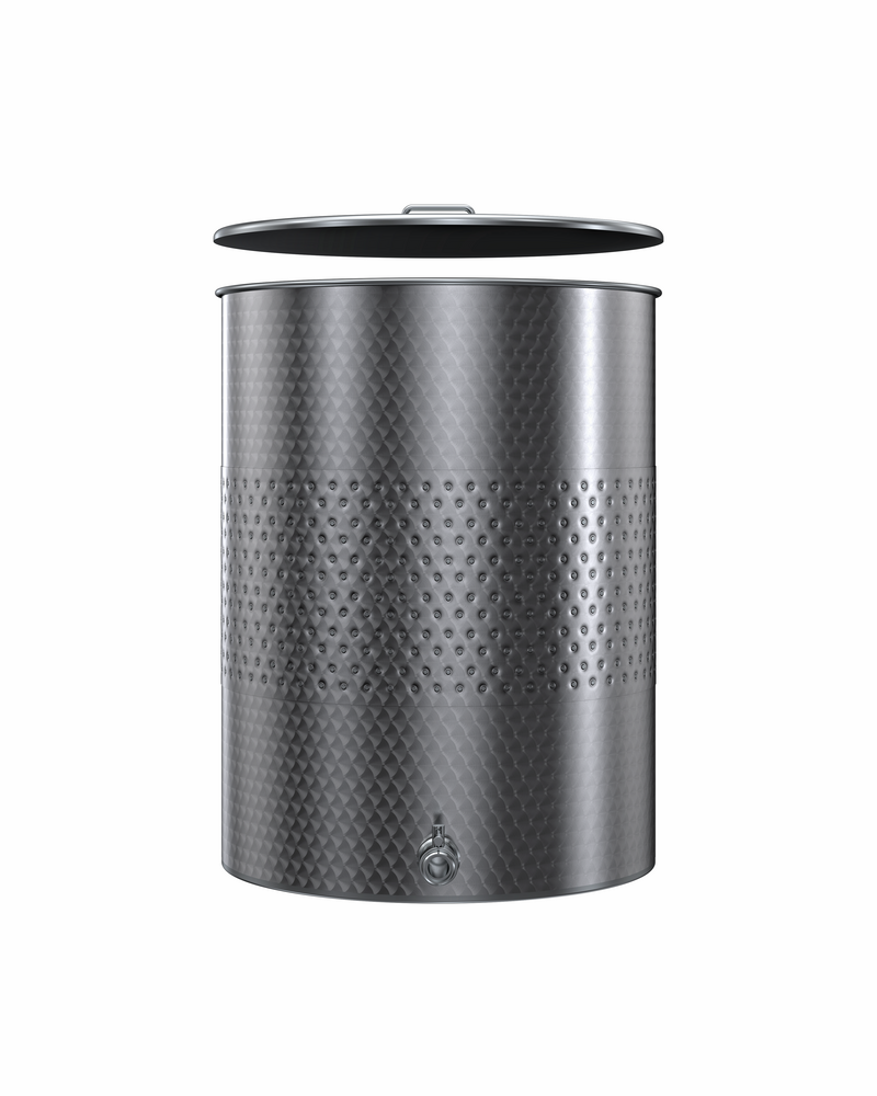 SERBATOIO INOX CON FASCIA LT 400A CON COPERCHIO FONDO PIANO