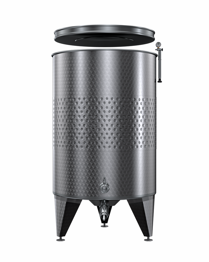SERBATOIO INOX SEMPREPIENO AD ARIA CON FASCIA LT 300 FONDO BOMBATO CON PIEDI