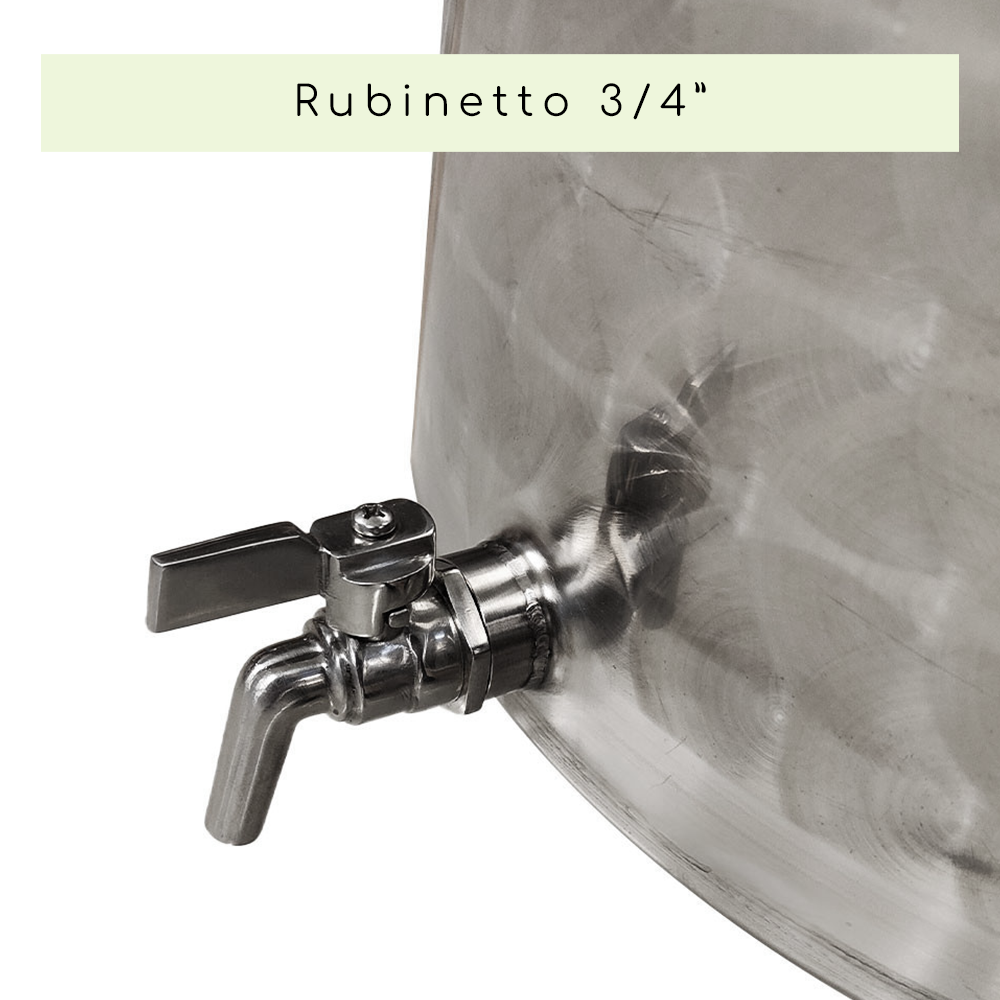 SERBATOIO INOX CON FASCIA LT 200B CON COPERCHIO FONDO CONICO