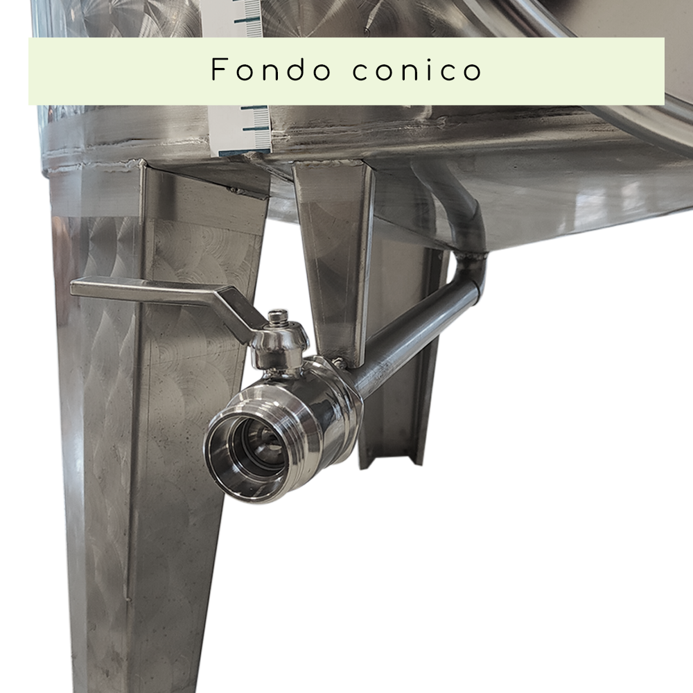 SERBATOIO INOX CON FASCIA LT 200B CON COPERCHIO FONDO CONICO
