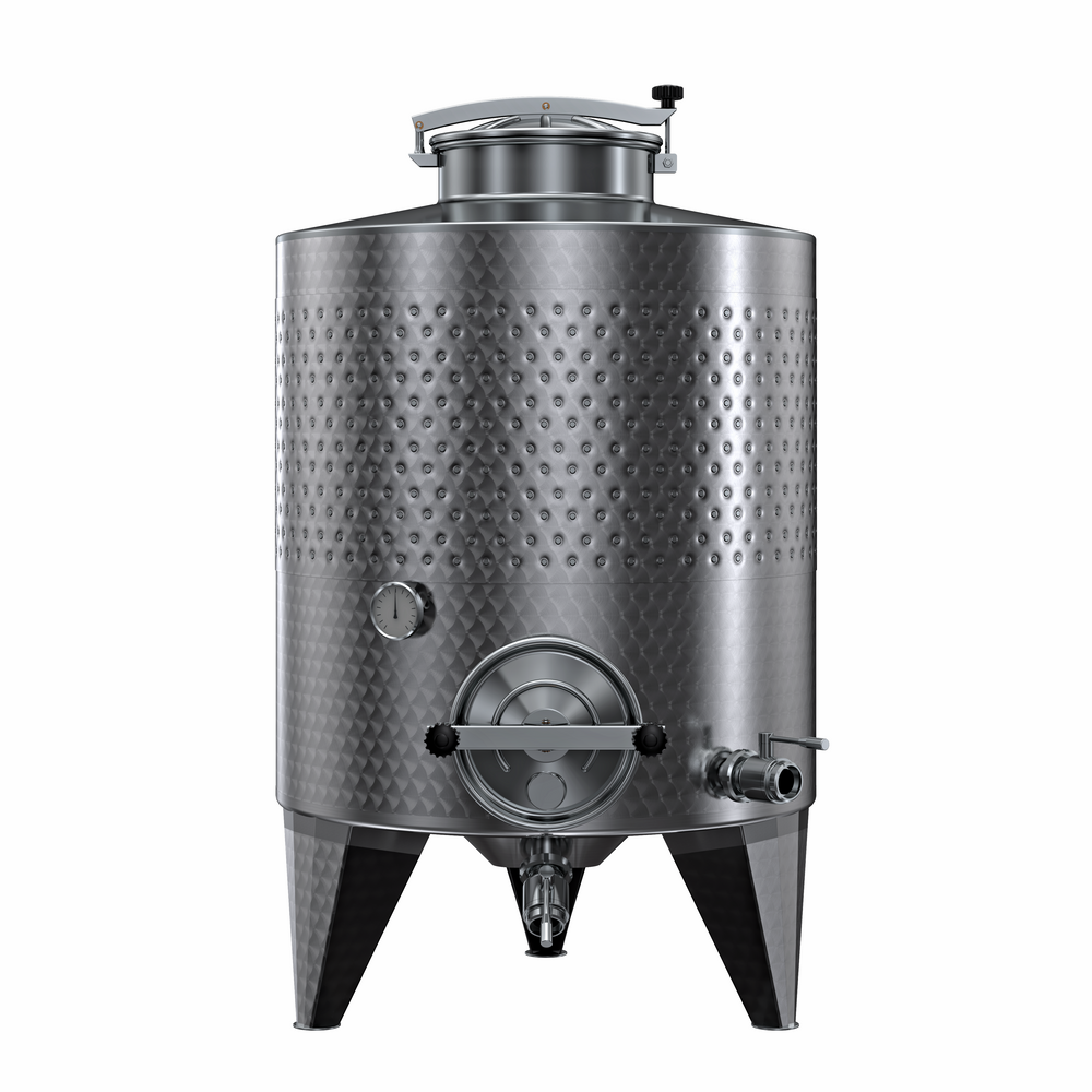 SERBATOIO INOX STOCCAGGIO "OPTIONAL" CON FASCIA LT 550 FONDO BOMBATO CON PIEDI
