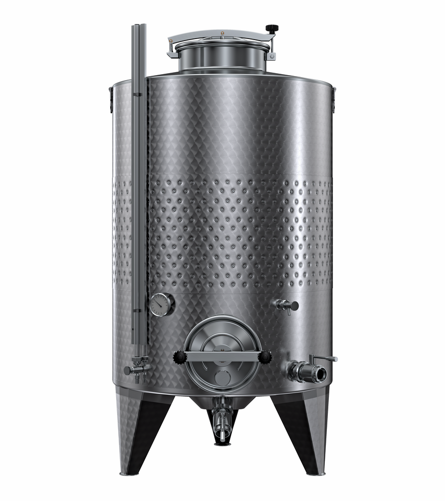 SERBATOIO INOX STOCCAGGIO "OPTIONAL" CON FASCIA LT 750 FONDO BOMBATO CON PIEDI