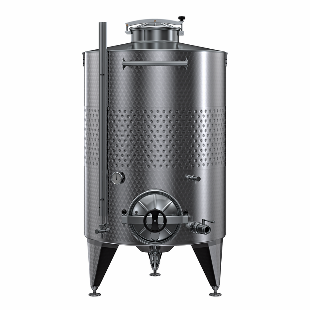 SERBATOIO INOX STOCCAGGIO "OPTIONAL" CON FASCIA LT 2300 FONDO BOMBATO CON PIEDI