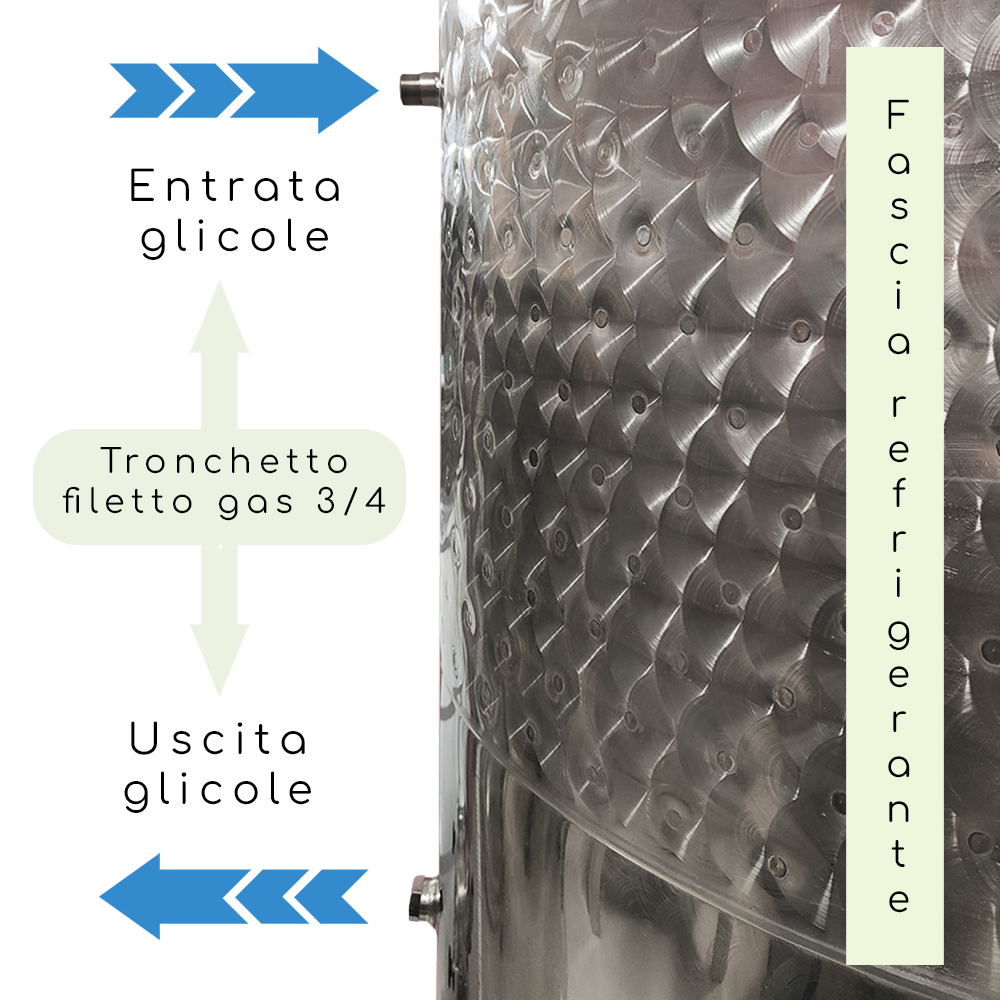 SERBATOIO INOX STOCCAGGIO "OPTIONAL" CON FASCIA LT 1600 FONDO CONICO