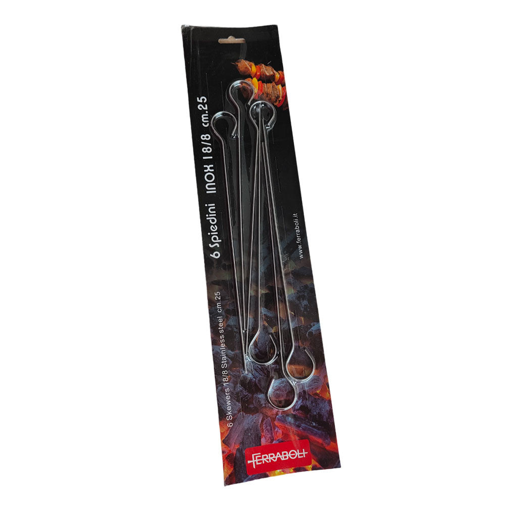 CONF. 6 SPIEDINI INOX CM 25