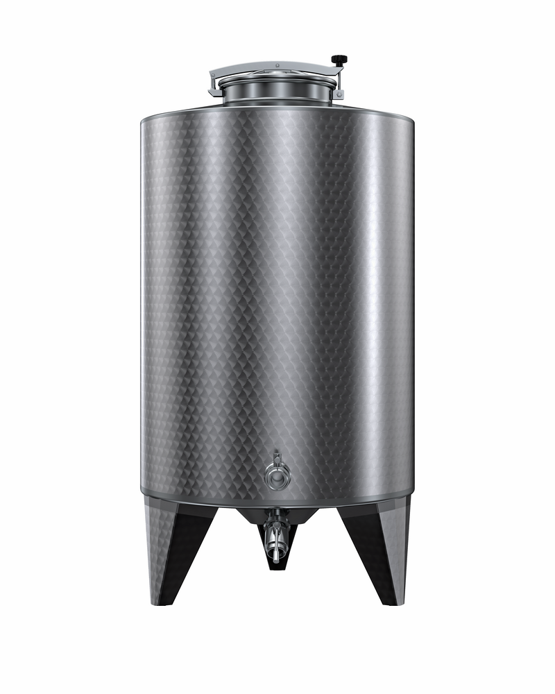 SERBATOIO INOX STOCCAGGIO LT 450B FONDO BOMBATO CON PIEDI