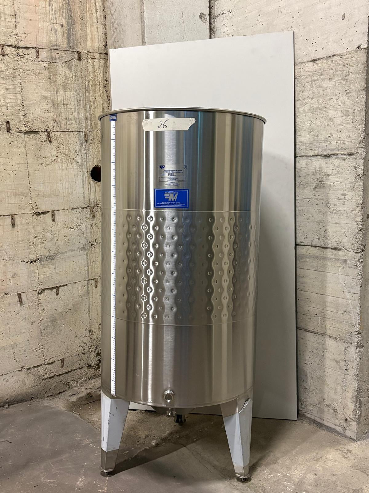 SERBATOIO INOX SEMPREPIENO AD ARIA CON FASCIA LT 600 FONDO BOMBATO CON PIEDI - OUTLET26