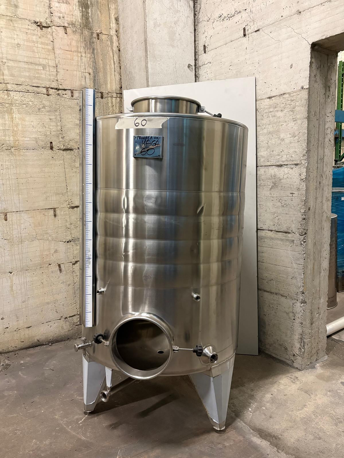 SERBATOIO INOX STOCCAGGIO CON FASCIA LT 1000 FONDO CONICO - OUTLET60