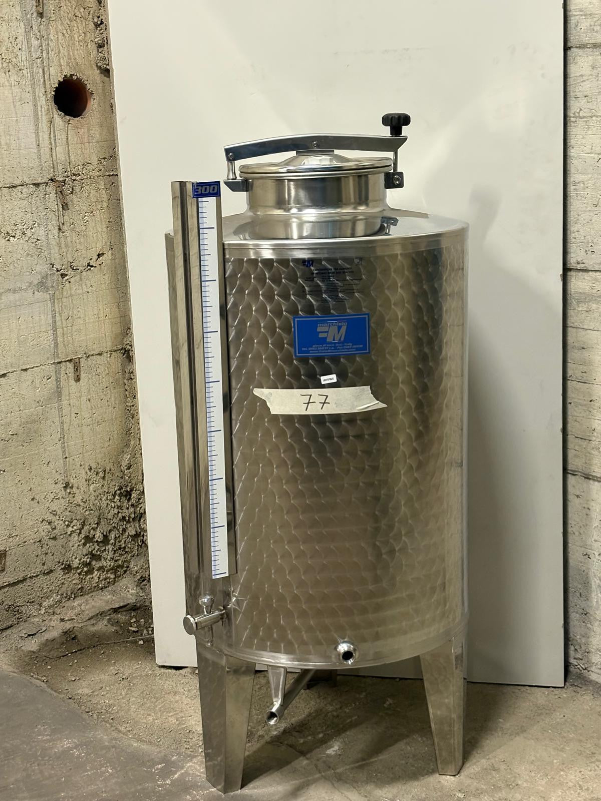 STAINLESS STEEL STORAGE TANK LT 300 CONICAL BOTTOM - OUTLET77
