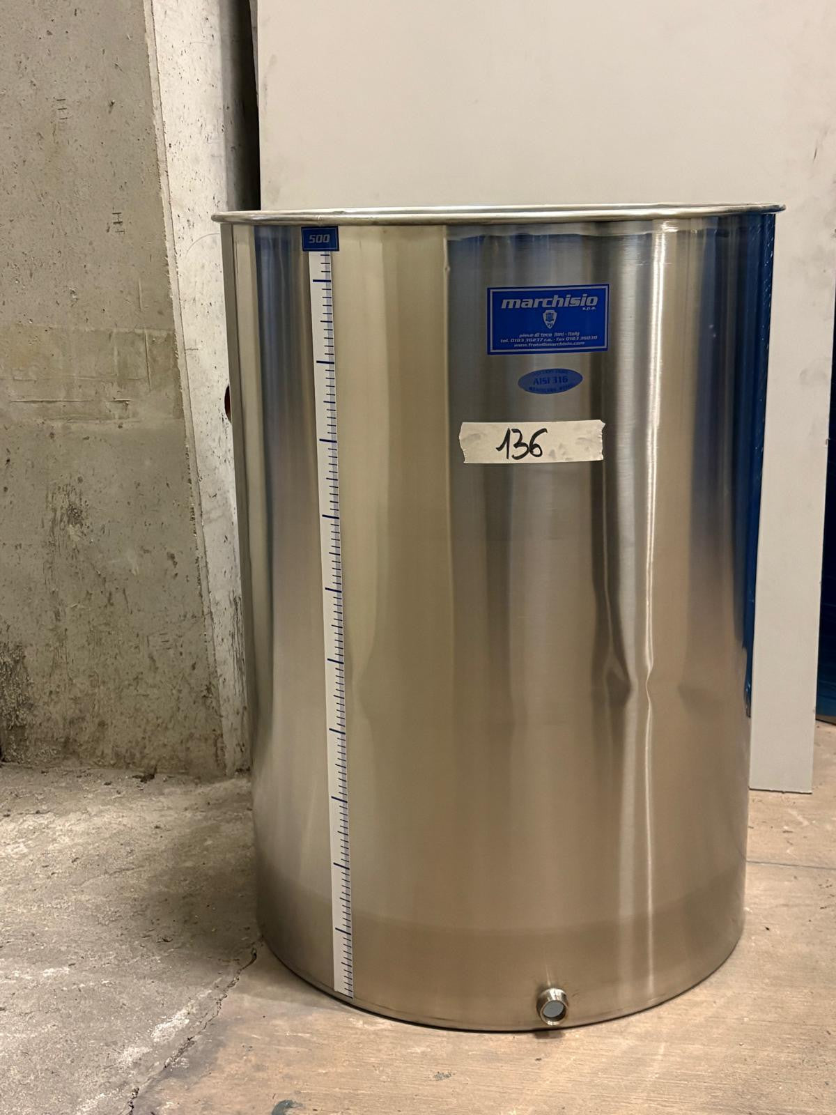 SERBATOIO INOX SEMPREPIENO AD ARIA LT 500 FONDO PIANO - OUTLET136
