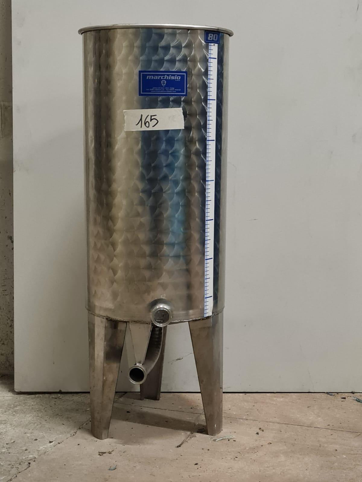 80 LITERS STAINLESS STEEL TANK WITH CONICAL BOTTOM AND LID - OUTLET165