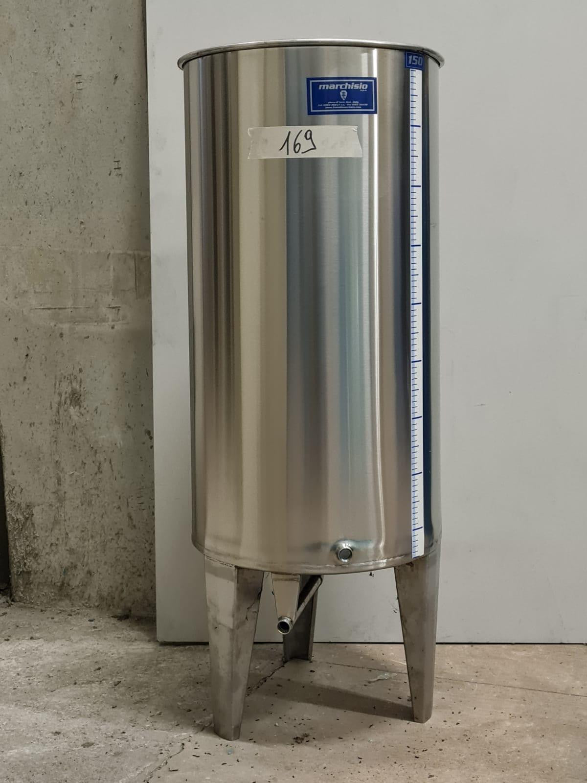150 LITERS STAINLESS STEEL TANK WITH CONICAL BOTTOM AND LID - OUTLET169