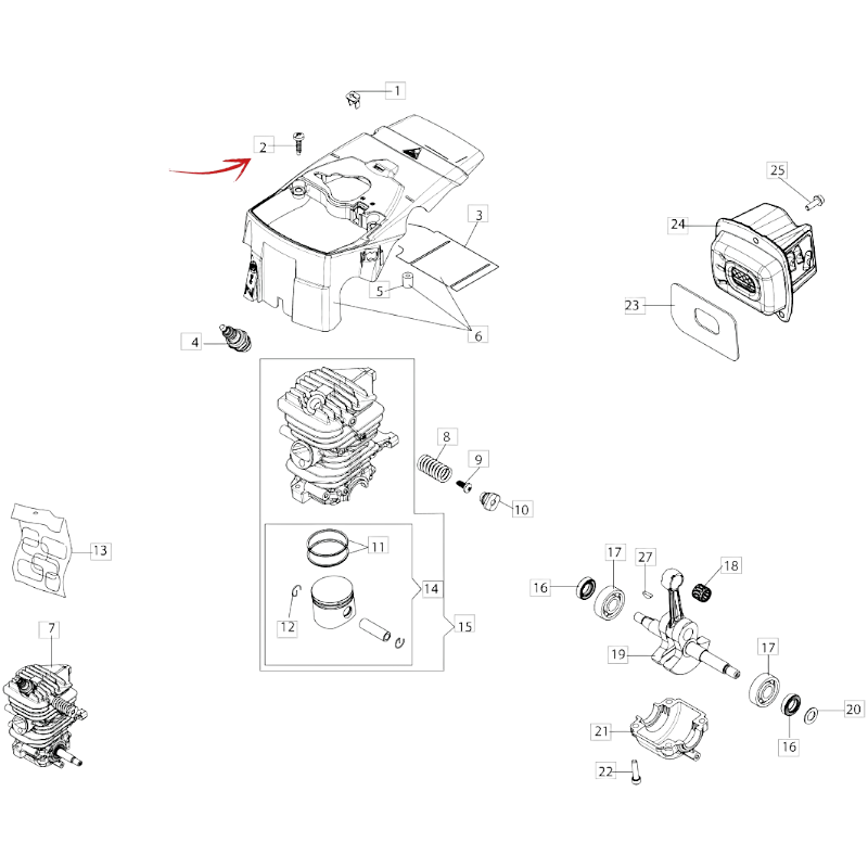 SCREW FOR BRUSH CUTTER AND CHAINSAW EFCO 136-137-140-141-165-8200-8220-8260 AND OTHER MODELS