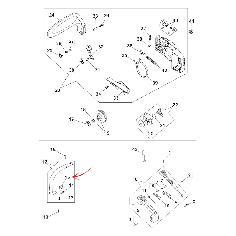 ANTI-VIBRATION HANDLE FOR CHAINSAW EFCO 131-132