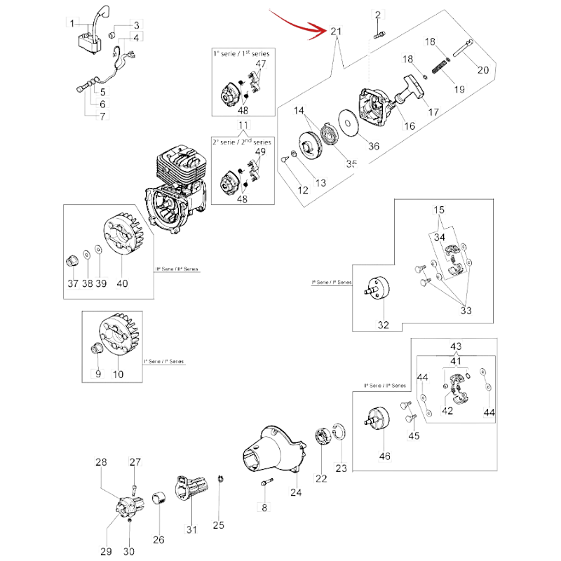 DEMARRAGE COMPLET POUR DECESPUGLIATEUR EFCO 2500-2700-2800-3000-3200