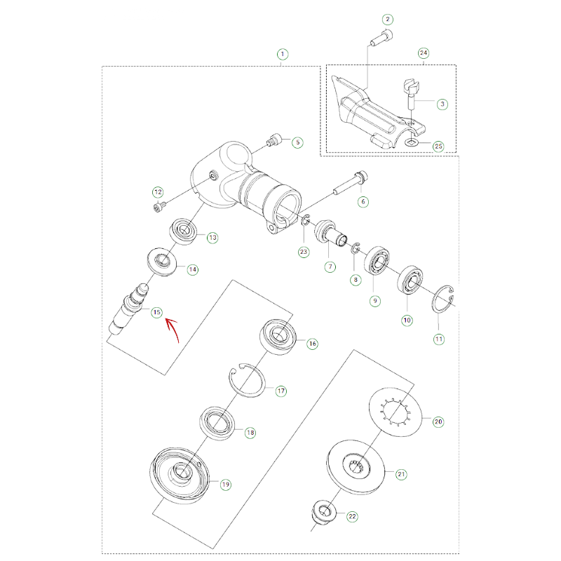 SHAFT FOR GEAR COUPLING HUSQVARNA 243-253-543-553 AND ZENOAH BCZ400 L