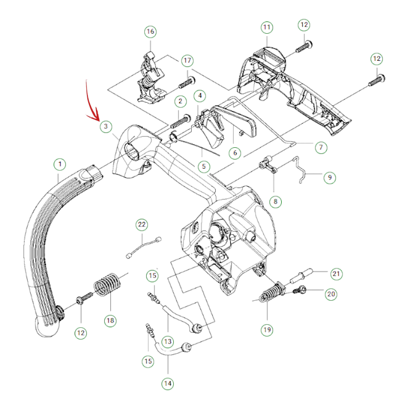 RIGHT HANDLE FOR HUSQVARNA T525 CHAINSAW