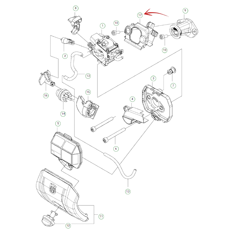 COLLECTOR COVER FOR HUSQVARNA T 525 AND ZENOAH GZ2700 T CHAINSAW