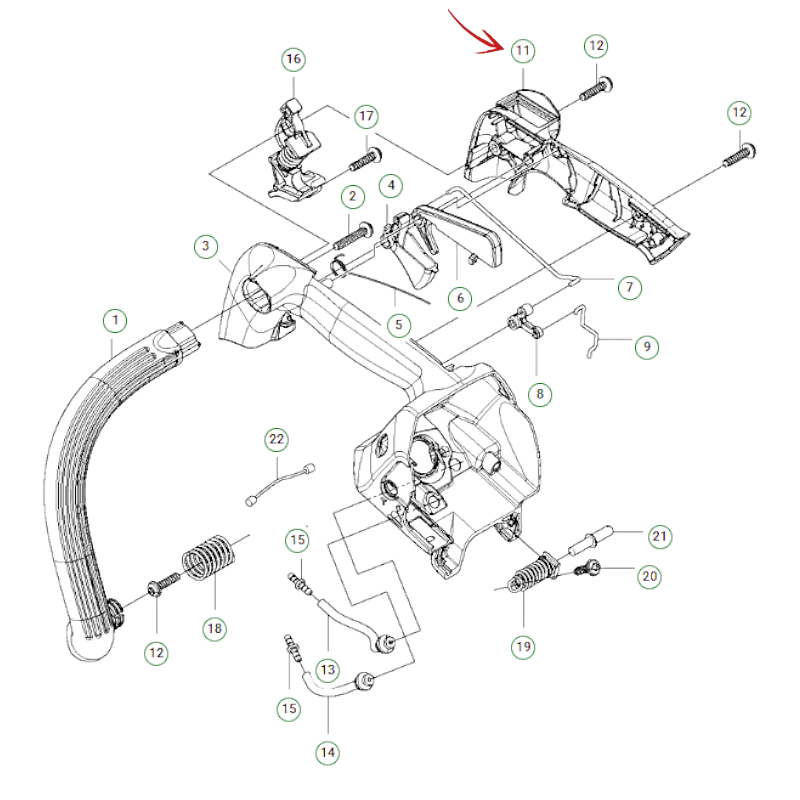 RECHTE ABDECKUNG FÜR HUSQVARNA T 525 KETTENSÄGE