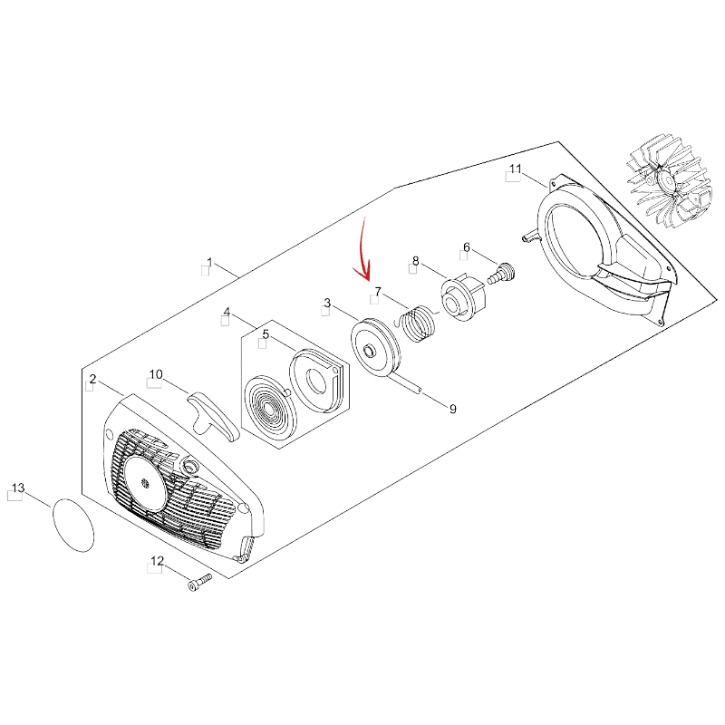 RESSORT DE RETOUR DÉMARREUR DE TRONCONNEUSE ECHO CS 2511TES-2511WES-362TES-360TES