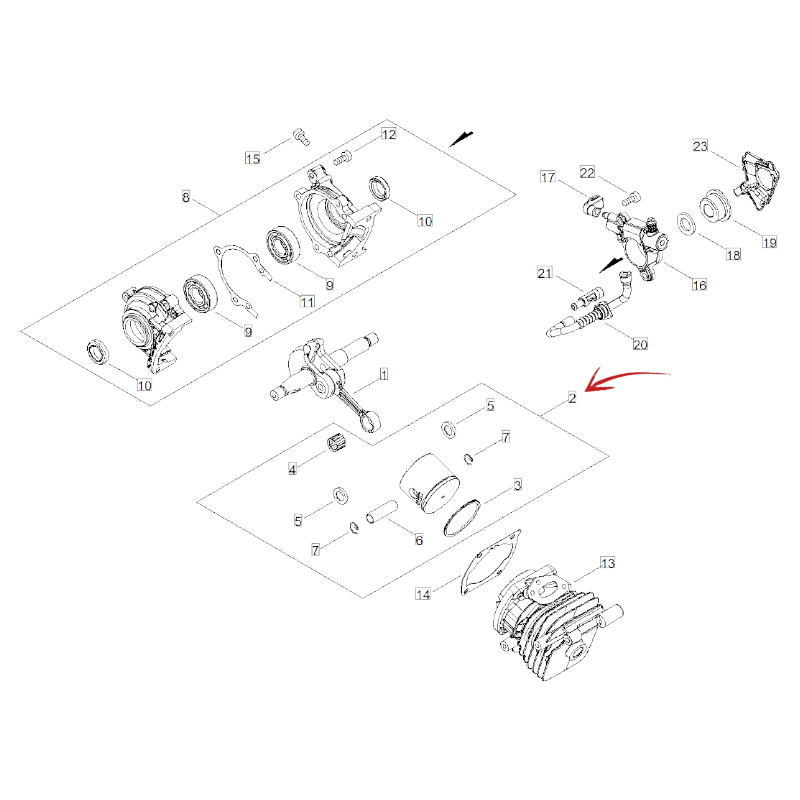 PISTONE COMPLETO MOTOSEGA ECHO CS 2511TES/C E 2511WES